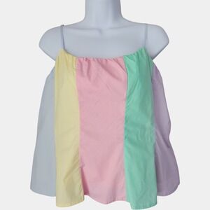 Anthropologie English Factory Camisole Top Sz L Pastel Colorblock Cotton